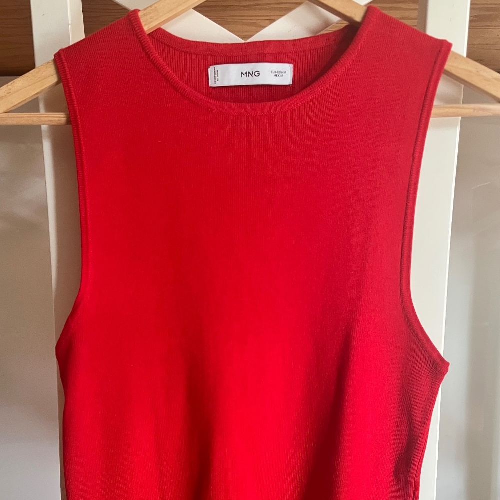 Mango Red Knit Tank Top NWOT